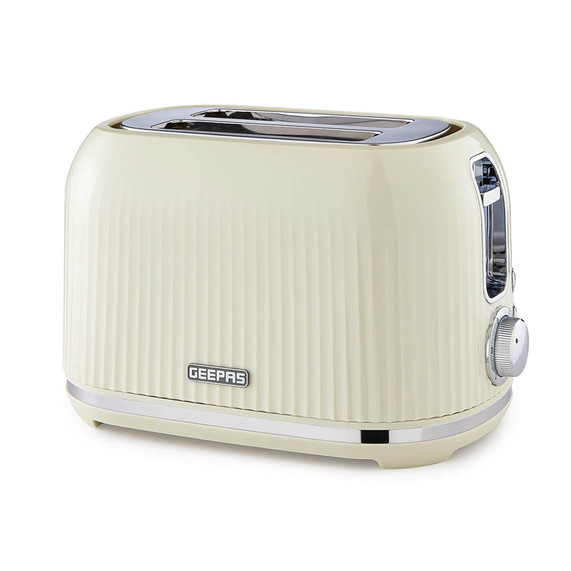 GEEPAS Fluted 2 Slice Toaster | 6 Browning Levels Cancel Defrost Reheat | For Thin Small Bread Slice Removable Crumb Tray Cool Touch Housing High Lift | Space-Saving Design | 2 Yr Warranty 1000W
