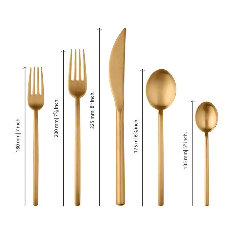 5 - Piece Stainless Steel Flatware Set - Service for 1, Ice Gold