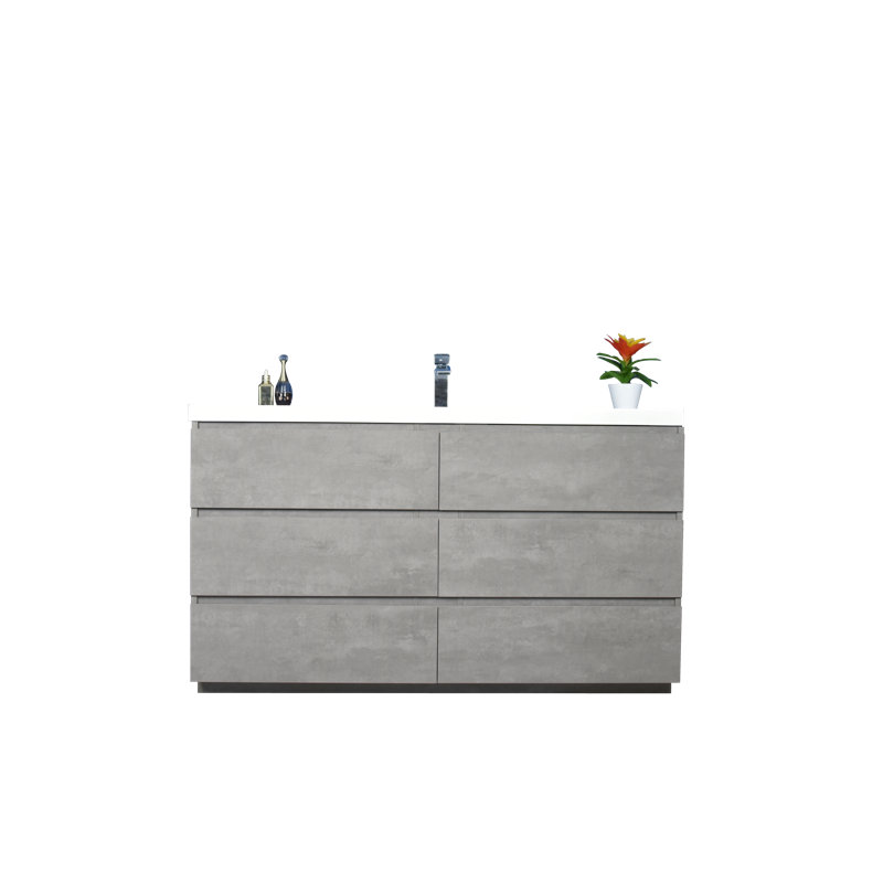 Hargrave 59.05'' Single Bathroom Vanity with Plastic Top, Cement Gray