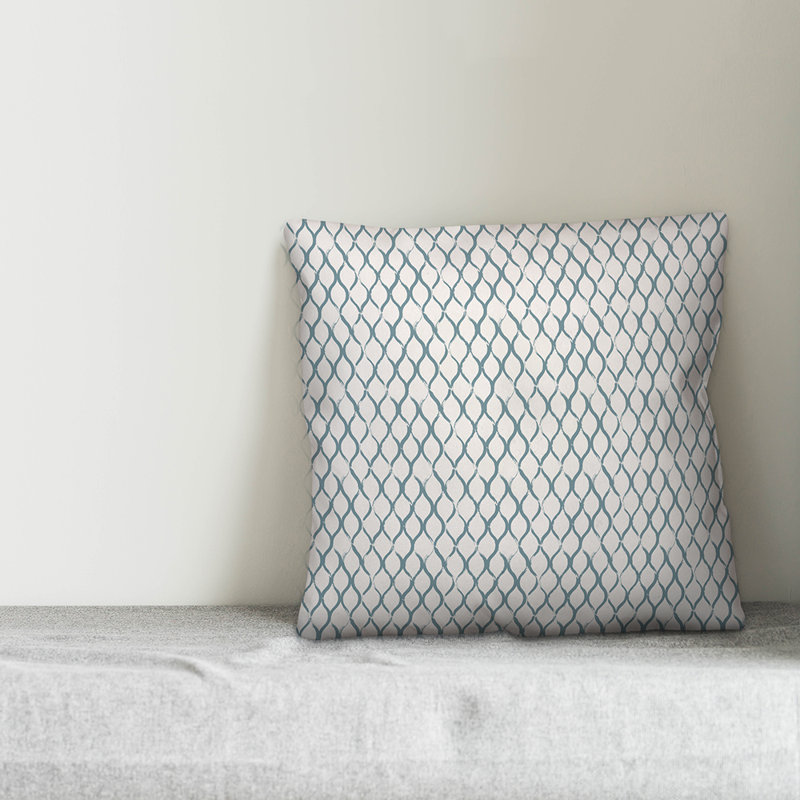  Coussin en résille, 18 po x 18 po, Blanc / bleu