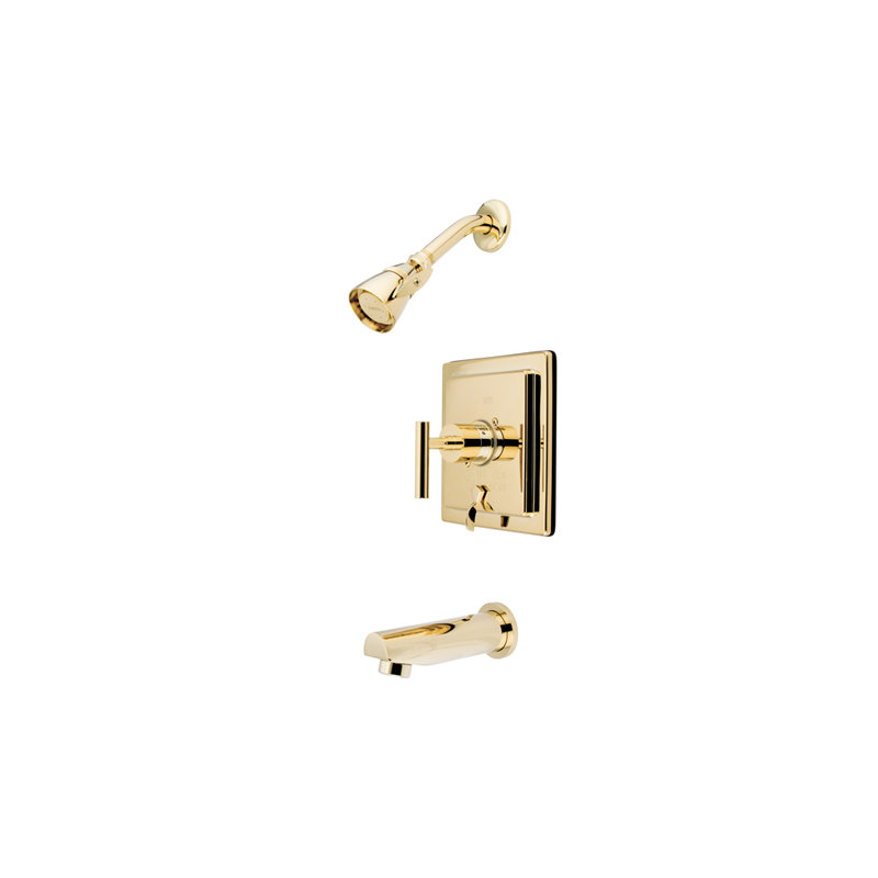 Sydney Diverter Tub and Shower Faucet Trim, Polished Brass