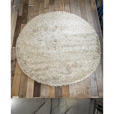 Diano Hand-Woven Shaggy Handmade Polyester Pile Area Rug with Brown, White, Silver Accents