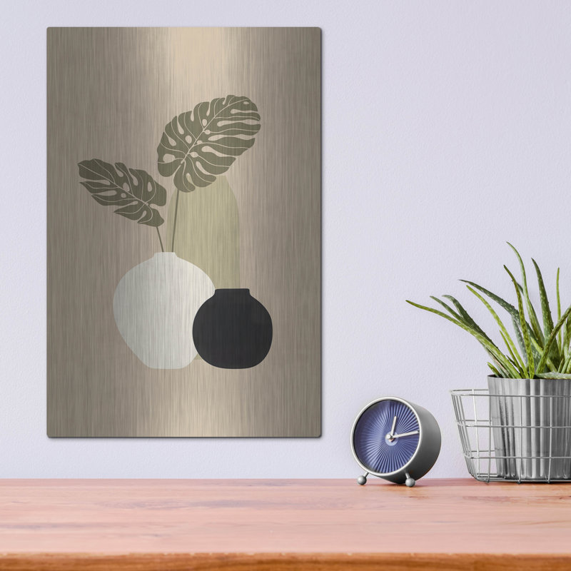 Art mural en métal Winston Porter «Three Vases 1» par Incado, H 16 po x l 12 po