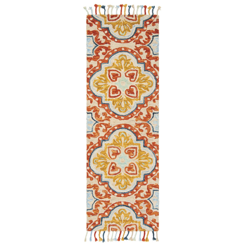 Vahakn Hand Tufted Wool Floral Rug, Runner 2'3" x 8'