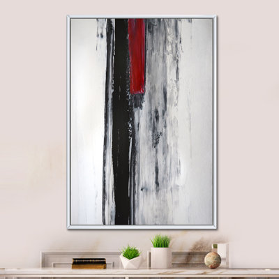 Abstract Canvas Wall Art, Black Red Modern Art Print - Black Meets Red Abstract Art