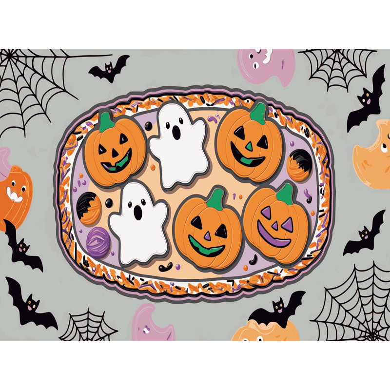 Tapis de vacances d'Halloween The Holiday Aisle®, Rectangulaire 7 pi x 10 pi