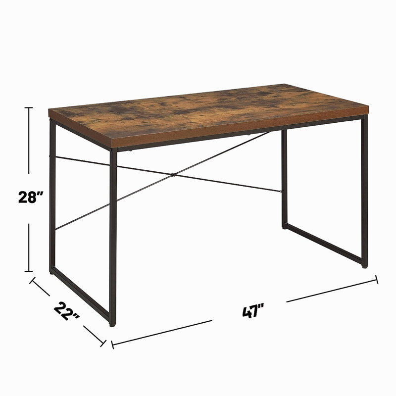 Bureau d'écriture rectangulaire avec pieds en métal, Brun
