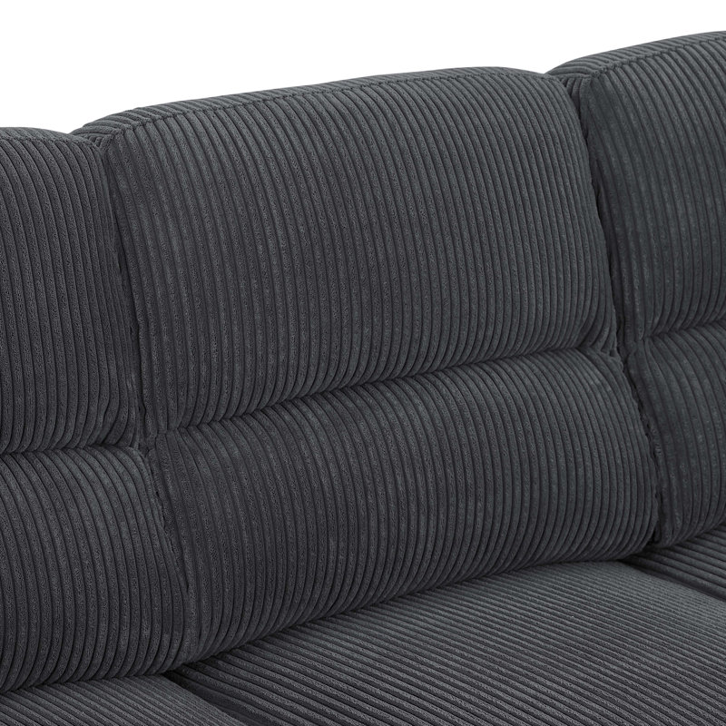 Fifine Vintage-Inspired Three-Seat Sofa With Plush Tufted Cushions, Grey