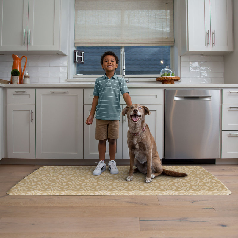 Tapis de cuisine Designer Comfort Anti-Fatigue - Suzanna Botanical Wheat, 30 po x 72 po, Blé