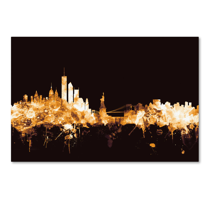 « new york horizon gold », impression sur toile tendue, H 16 po x l 24 po x P 2 po