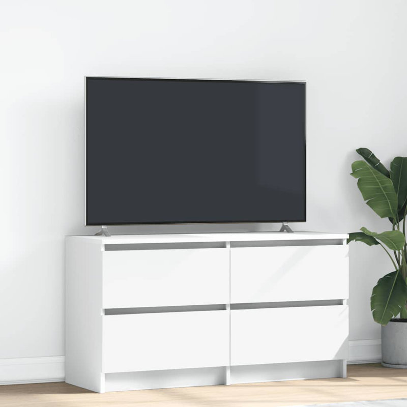 TV Cabinet 100X35x54 Cm Engineered Wood, White