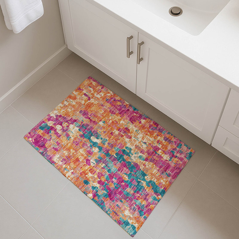 Premium Machine Washable Mayfield  Abstract Rug, 1'8" x 2'6", Blush