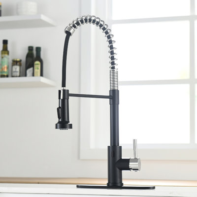 Touchless Kitchen Faucet - Automatic Smart With Pull-Down Hygienic For Sinks In Black/Silver Tap Motion Sensor Hands Modern Black And Silver Appearance