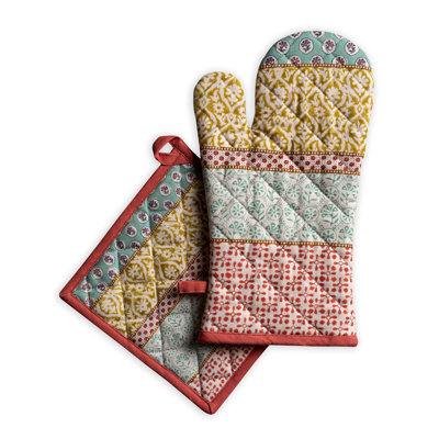 Maison d'Hermine  Provence 100% Cotton Oven Mitt + Pot Holder - 7.5" x 13" & 8" x 8"