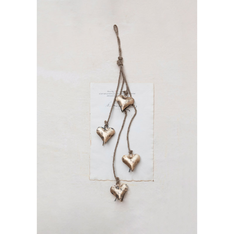 Metal Hearts on Jute Rope