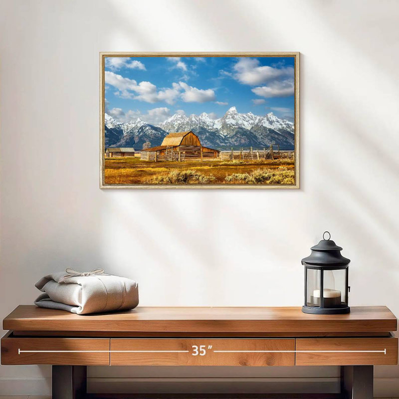 Teton Range Moulton Barn, 19 po x 13 po, Cadre flottant en bois naturel