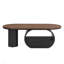 Table basse industrielle ovale, table basse 47,24 po avec tiroir de rangement, table centrale en métal noir-894379573-894379572