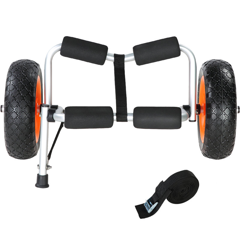Arlmont & Co. Foldable Kayak Cart Canoe Boat Carrier 250lbs Load with 10'' Solid Tires