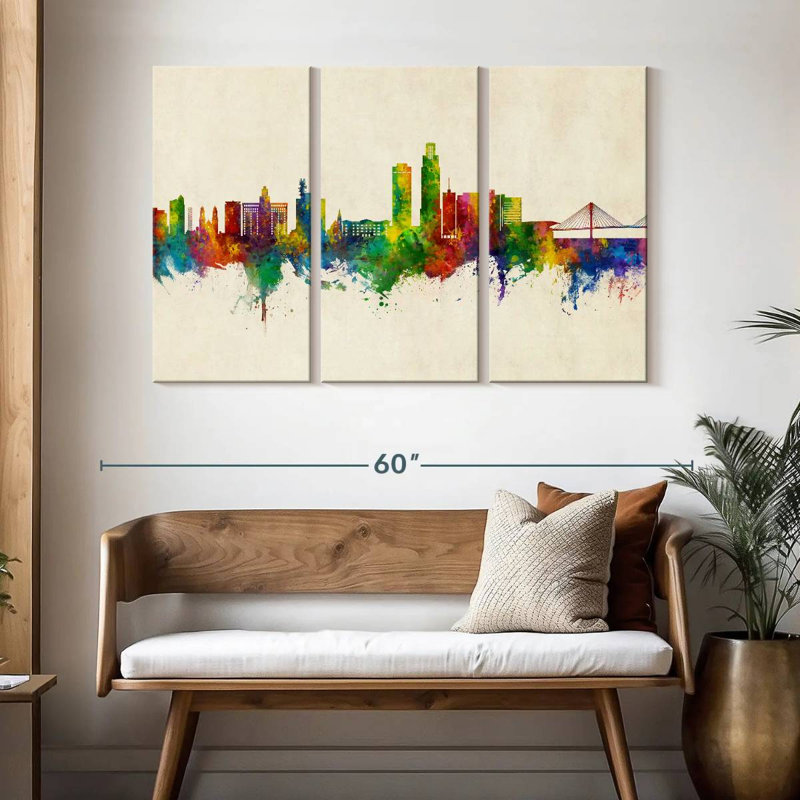 Omaha Nebraska Skyline III, H 32 po x l 50 po