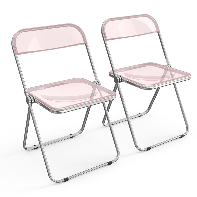 Alcorn Steel Stackable Folding Chair Folding Chair Set, Pink