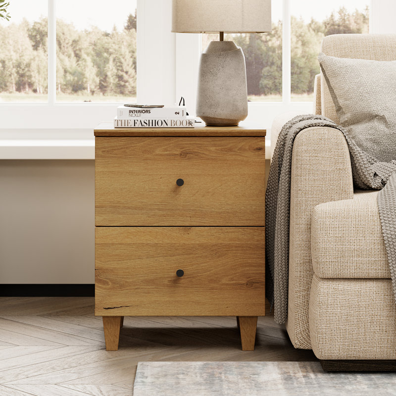 Table de chevet 2 tiroirs Cabriano, Oak Brown, Individuel