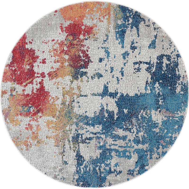 Abstract Indoor Rug, Round 4'