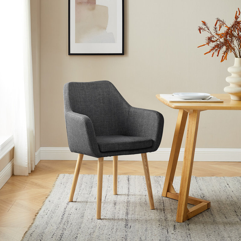 Stuhl 48cm H Polyester Upholstered Parsons Chair, Black