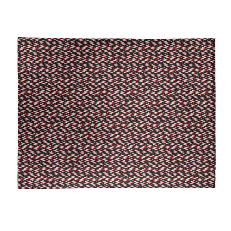 Tapis rouge/brun ondulé chevrons, Rectangle 9 pi x 12 pi