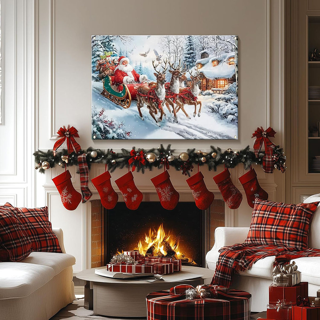 Funny Christmas Wall Art Prints Santa Claus Reindeer Bring Joy Wall Art For Living Room Christmas Winter Room Decor Vintage Posters Decor For Bedroom