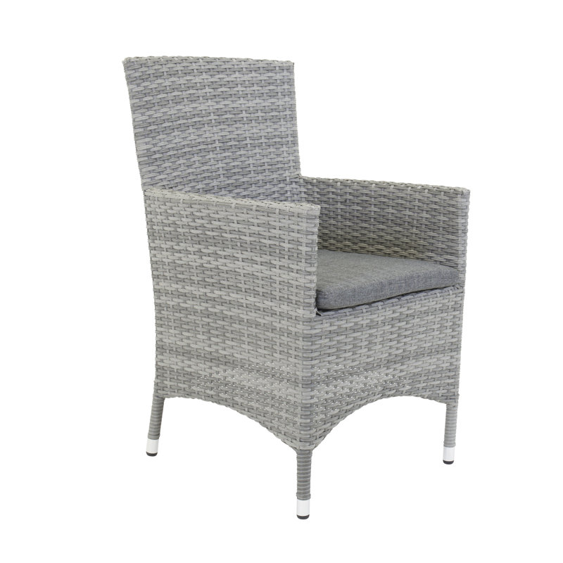 Newlin Patio Dining Armchair with Cushion, Grey