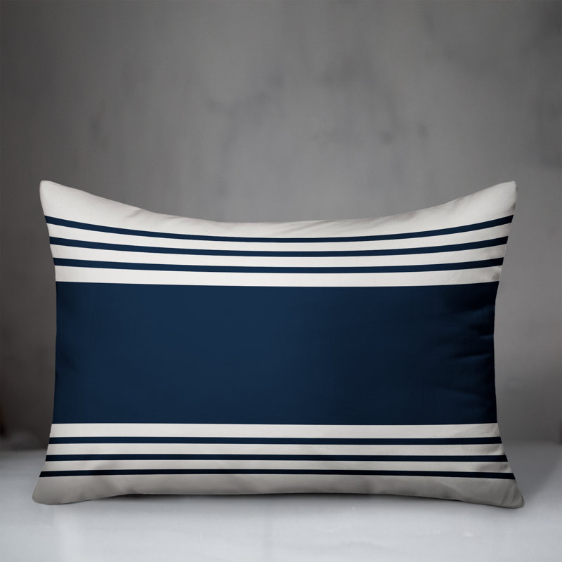 Farmhouse Striped Throw Pillow, Blue/White