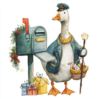 Holiday Mail Goose Canvas Art
