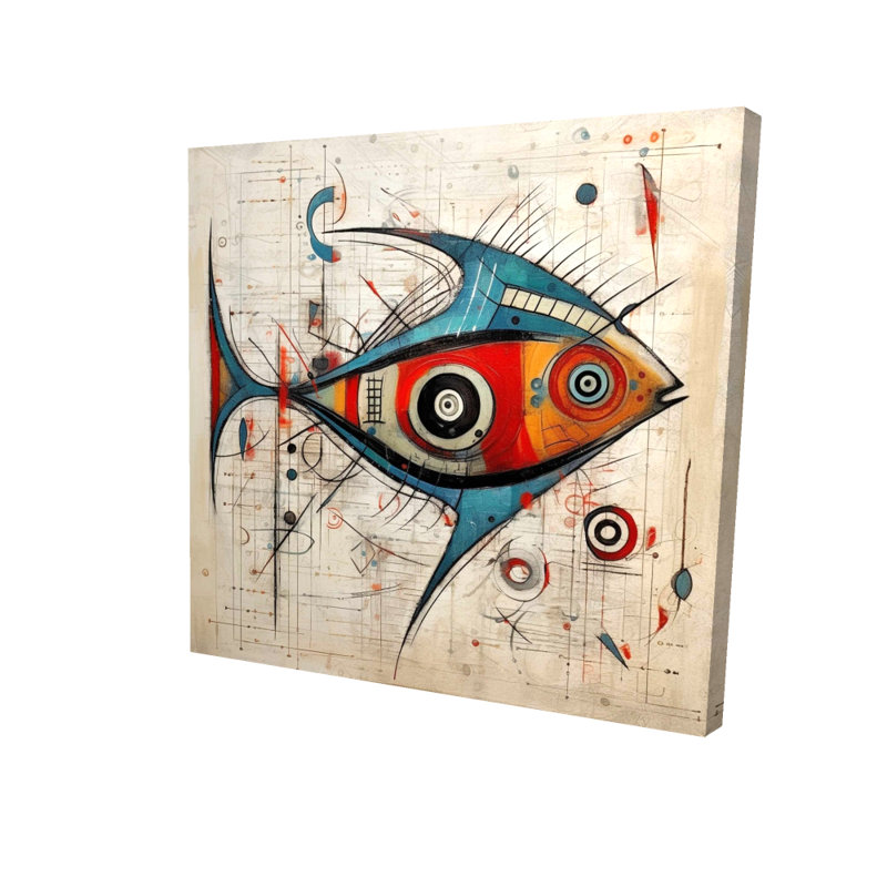 Poisson abstrait - Toile abstraite marine pour la maison | Art