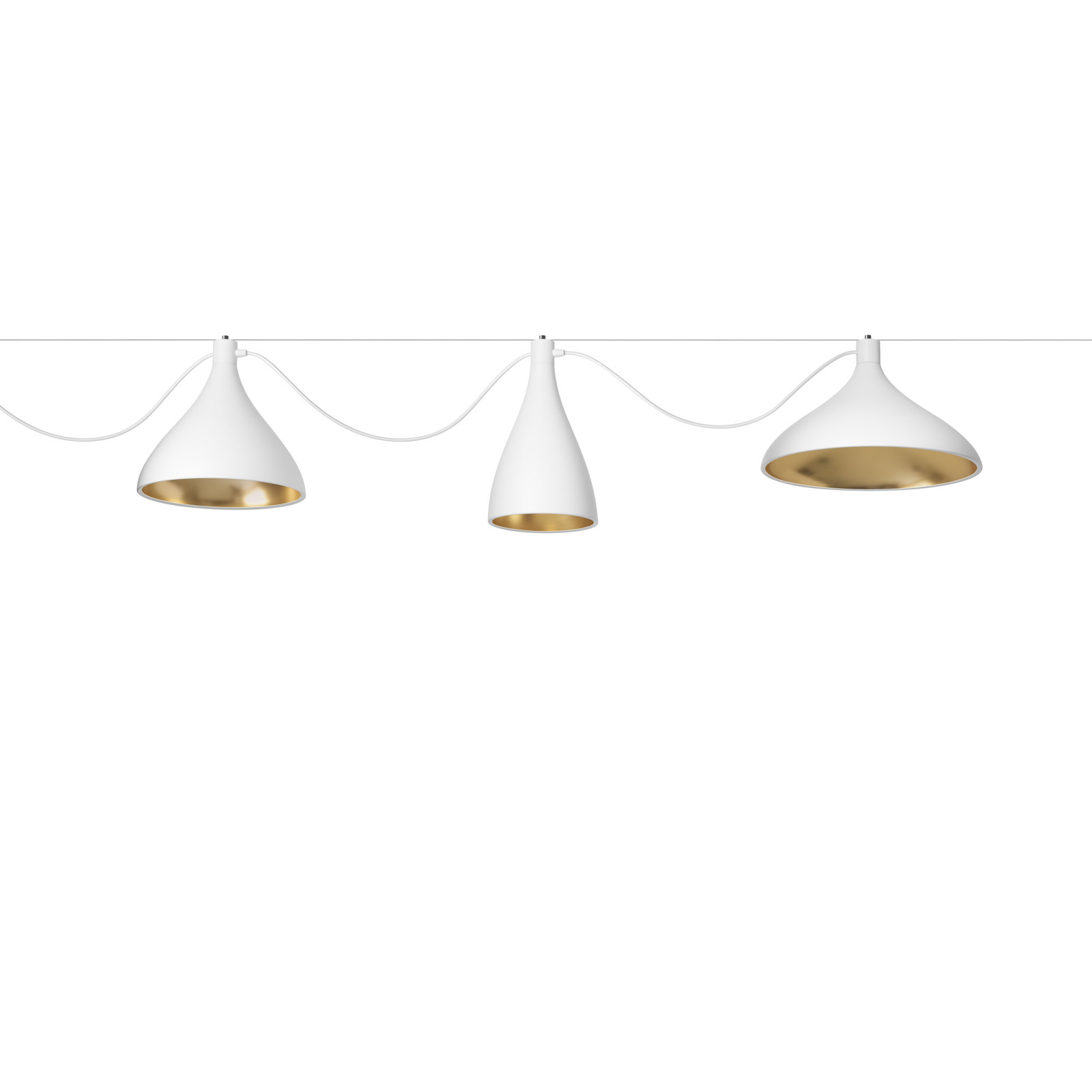 Swell Dimmable 3-Light Pendant, White, 134" H x 120" W x 16" D