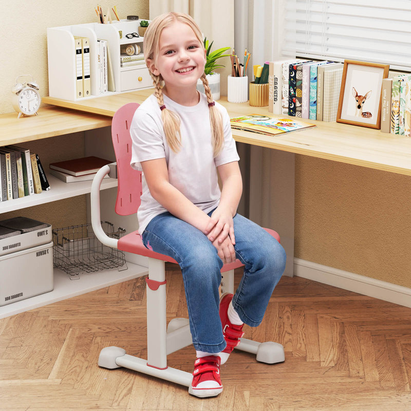 Chaise de bureau pour enfants avec dossier double adaptable, hauteur réglable, siège respirant rose, Rose
