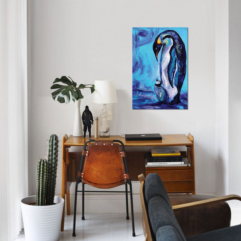 « penguins », reproduction sur toile, H 26 po x l 18 po x P 1,5 po, Toile tendue, Pas de tapis