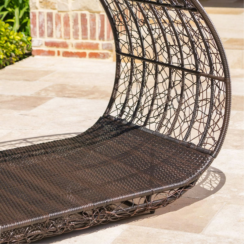 Lavina 91.25'' Wicker Outdoor Patio Canopy Daybed Water Resistant Cushion (Multibrown/White), Brown/Beige