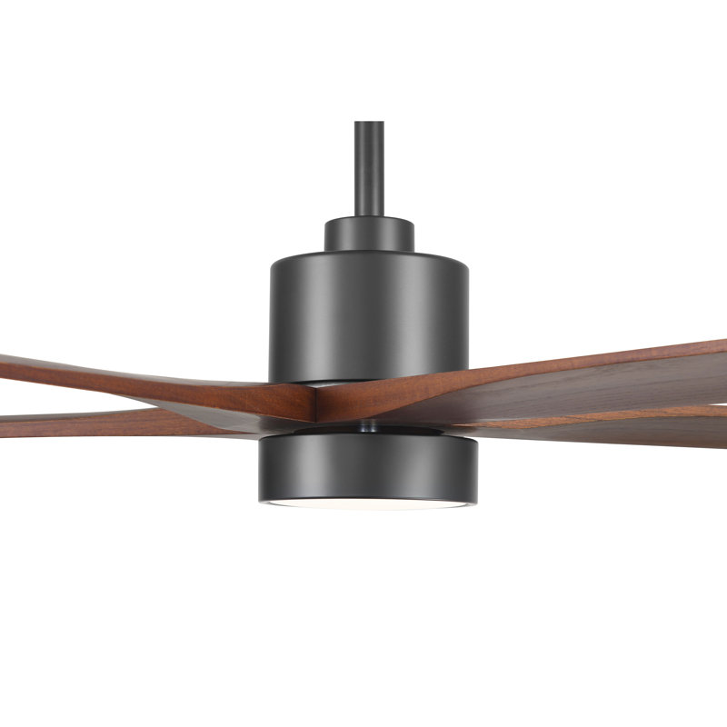 Ventilateur de plafond standard à DEL à 5 pales Athanafis avec télécommande et ensemble d'éclairage inclus, Noir, 54", Noyer