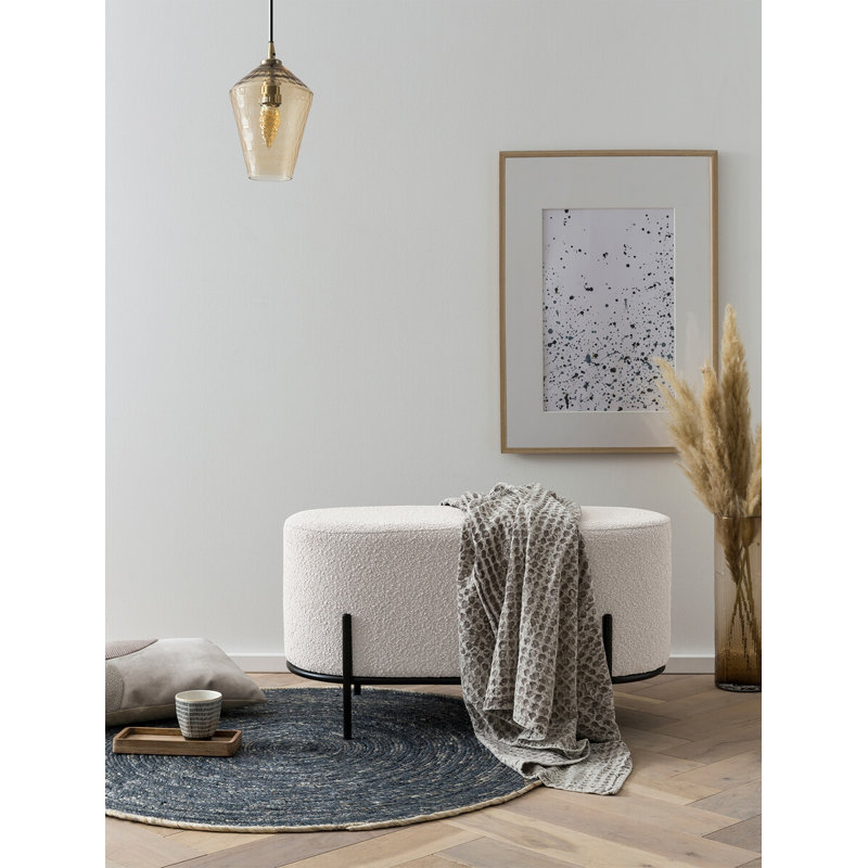 Ajmail 80cm Wide Oval Footstool Ottoman, White