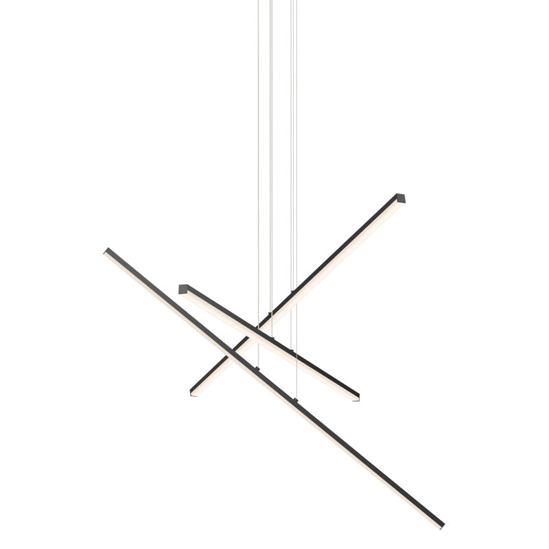 Satin Black 40" LED Pendant Light with Glass Diffusers