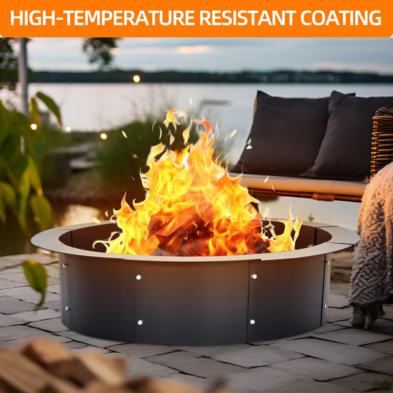Fire Pit Ring, 45-Inch Outer/39-Inch Inner Diameter Fire Ring For Outside, 9" H x 43" W x 43" D
