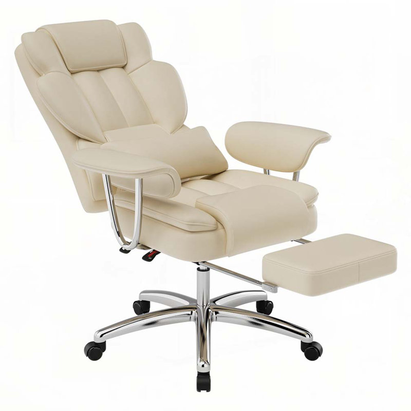 Fauteuil de direction avec repose-pieds, Beige