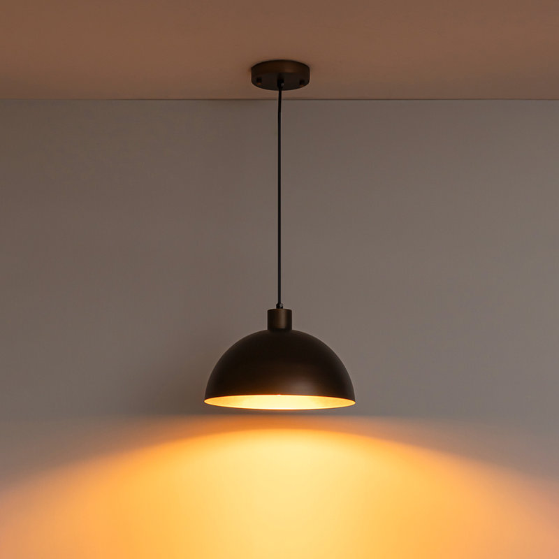 Luminaire suspendu en forme de dôme à 1 lumière Jamareon, Bronze frotté à l'huile