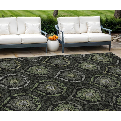 Tapis intérieur lavable 8 pi x 10 pi vert gris et gris anthracite