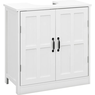 Meuble-lavabo de salle de bain Space, blanc, avec tablette réglable, étagère intérieure blanche