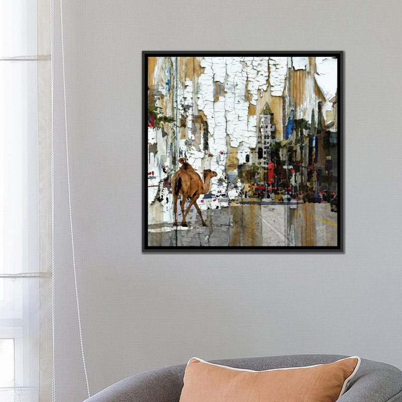 Reproduction d’art sur toile tendue en mode mixte de ville, H 26 po x l 26 po x P 1,5 po, Toile avec cadre noir, Pas de tapis