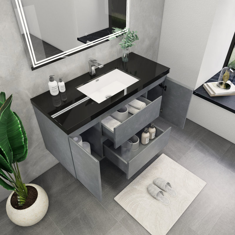 Castin 48" Wall-Mounted Single Bathroom Vanity Set, Cement Gray