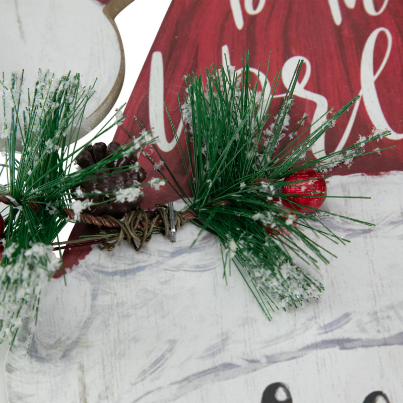 Décoration murale de Noël 16,5 po Joy To The World Snowman In Santa Hat