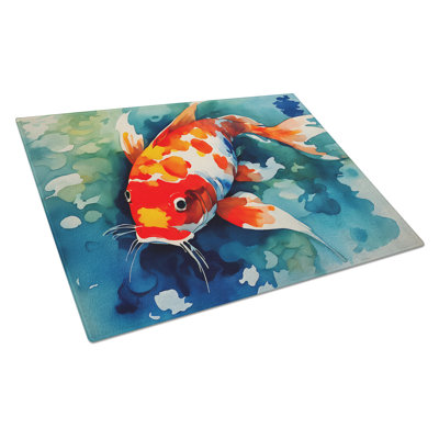 Koi Fish Glass Cutting Board Large