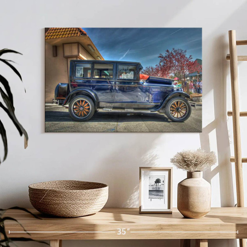 Jeep bleu rétro, H 16 po x l 24 po